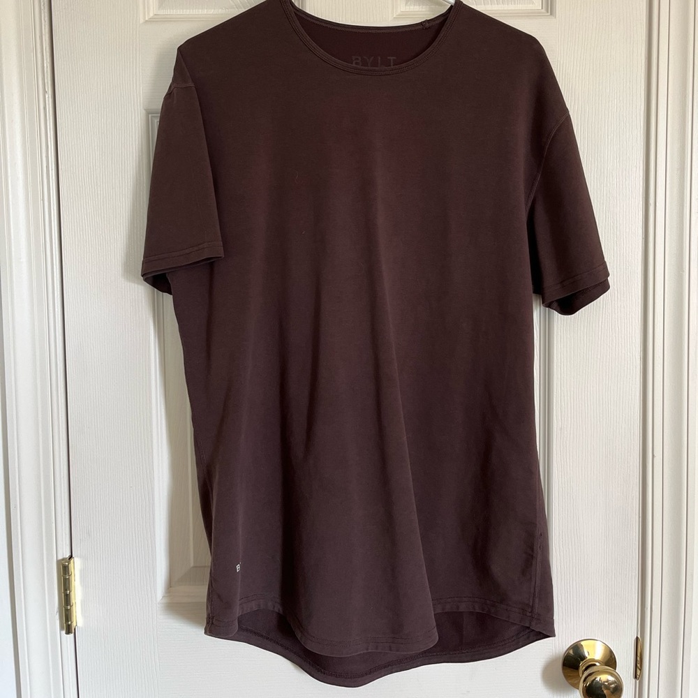 BYLT Basics Lux Blend Drop Cut Brown Tee Size Large